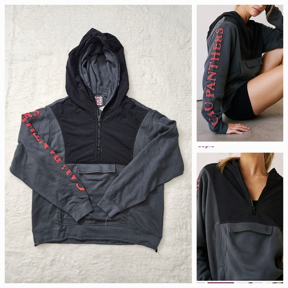 NWOT Free People Movement Pride Hoodie Dark Grey CAU Panthers HBCU Oversized Med - Picture 1 of 11